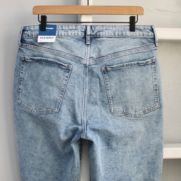 Old Navy High-Waisted OG Straight Ankle Jeans Light Blue Wash Size 14 NWT - Picture 4 of 13